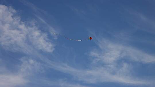 风筝在蓝天白云下自由飞翔