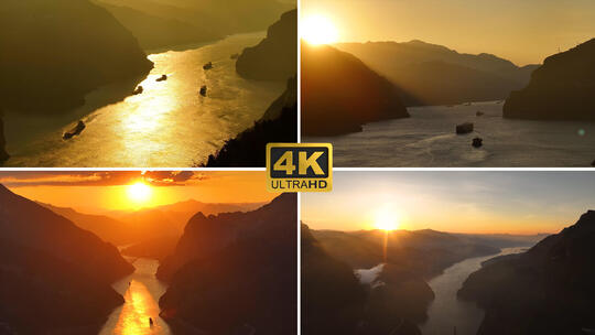 唯美峡江日出日落长江三峡西陵峡日出日落