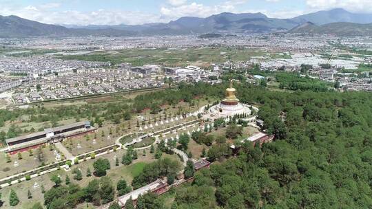 云南丽江 大金塔 藏传佛教寺院 景点航拍