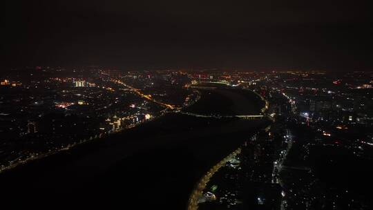 泉州江滨两岸市区夜景航拍晋江大景航拍夜景