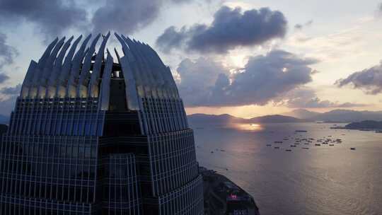 香港地标建筑IFC航拍大景