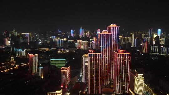 航拍湖北武汉夜景长江夜景江城夜景