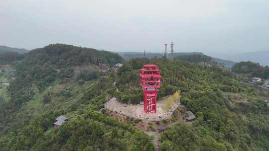 四川达州凤凰山风景名胜区凤凰楼航拍