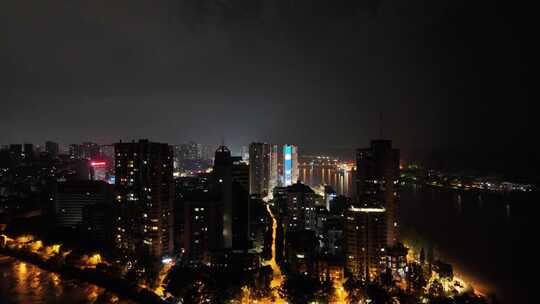 航拍四川乐山夜景