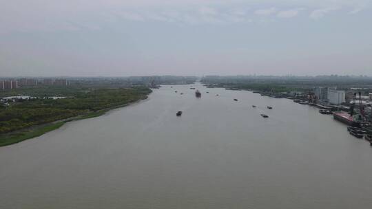 上海闵浦大桥黄浦江游船4K航拍原素材视频素材模板下载