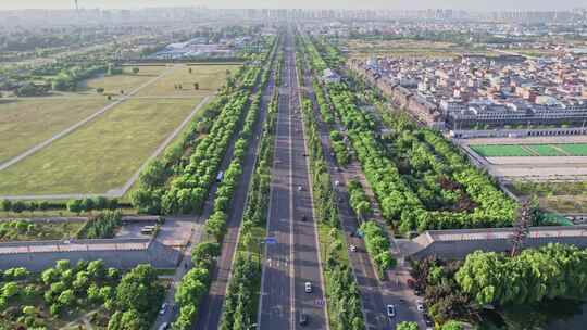 洛阳城市大景道路交通车流航拍