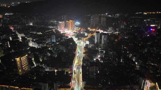 四川达州夜景交通航拍