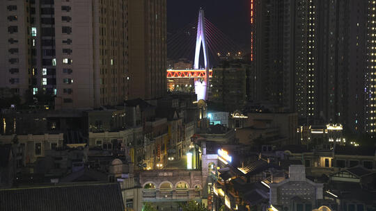 重庆白象街商业街夜景与东水门大桥