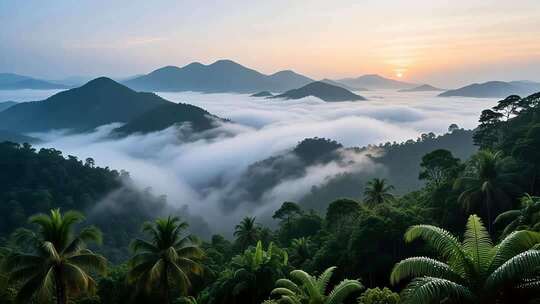 海南五指山热带雨林国家森林公园日出云海