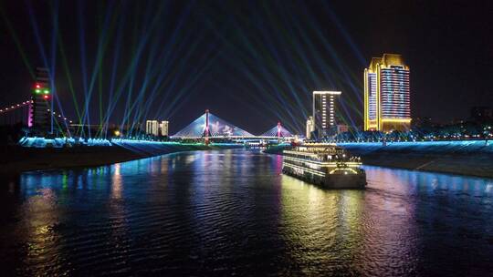 4K航拍宜昌长江两坝一峡夜景