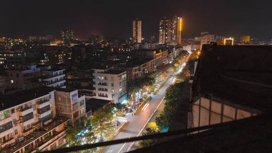 原创罗定夜景车流移动延时4K