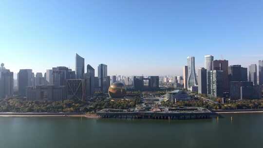 航拍杭州钱江新城视频素材模板下载