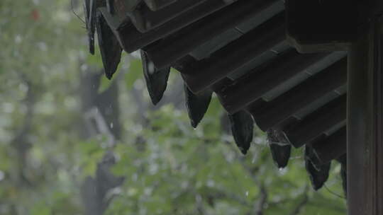 古建筑屋檐下雨 意境水滴 唯美屋檐雨滴