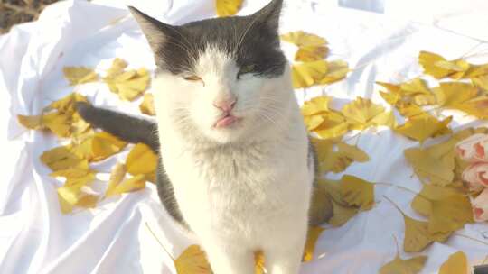 奶牛猫秋游出游动物治愈猫咪宠物