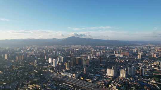 湖南怀化城市清晨航拍