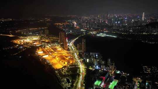 深圳罗湖区夜景航拍