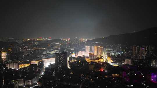 四川达州夜景达州大景航拍