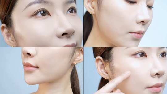 唯美女性手指划过细腻皮肤眼神特写