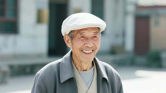 微笑的老年男性户外特写