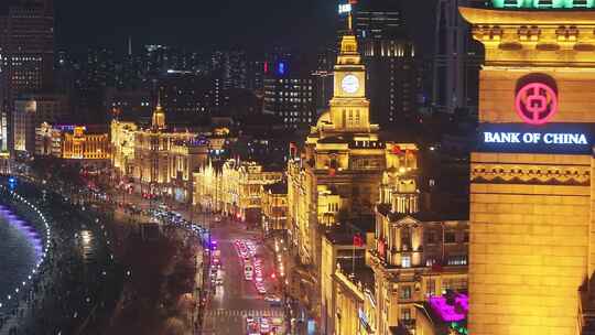 上海 外滩夜景 历史建筑视频素材模板下载