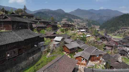 贵州黔东南雷山县乌东苗寨传统民居航拍风光