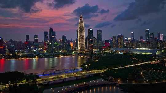 深圳大湾南山区人才公园春笋摩天大楼夜景