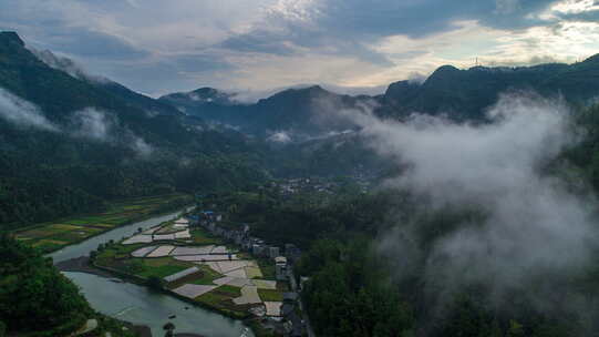 湖南省湘西德夯大峡谷景点航拍延时摄影