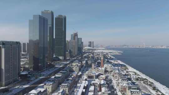 城市雪景 冬天 城市雪景航拍