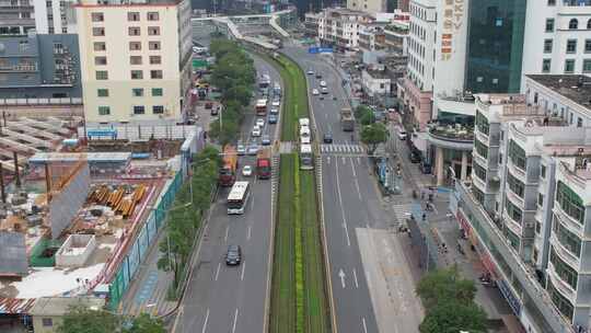 4K航拍深圳市有轨电车