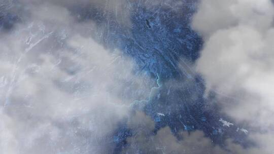 临沧市地图-云雾俯冲勾勒轮廓AE视频素材教程下载