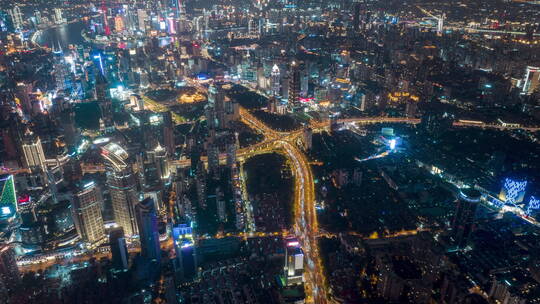 上海黄浦区延安路高架夜景延时