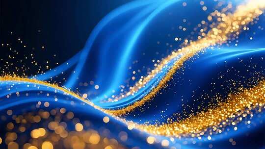 大气蓝色金粉抽象粒子流动合集4K