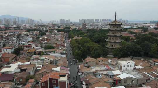 航拍福建泉州西街开元寺