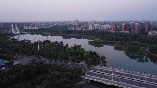 4K郑州市龙子湖城市建筑航拍
