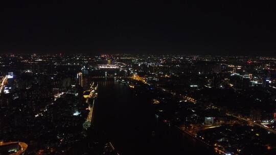 广东省广州市城市夜景航拍