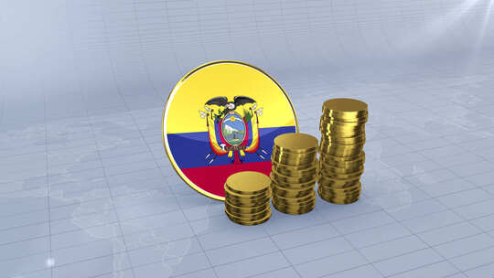 厄瓜多尔国旗与普通金币塔视频素材模板下载