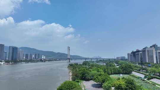 福州花海公园航拍城市公园风景南江滨西大道