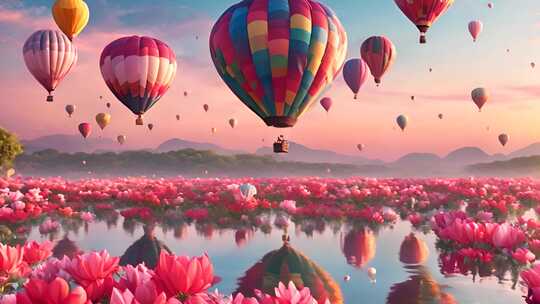 热气球升空浪漫唯美翱翔