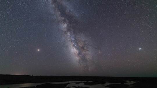 新疆魔鬼城景区英仙座流星雨延时风光