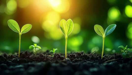 土壤中嫩芽生长特写