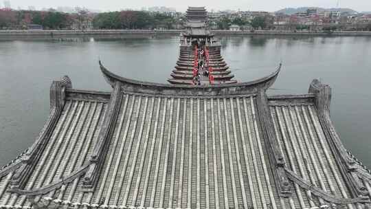 中国广东省潮州市潮州古城广济桥视频素材模板下载