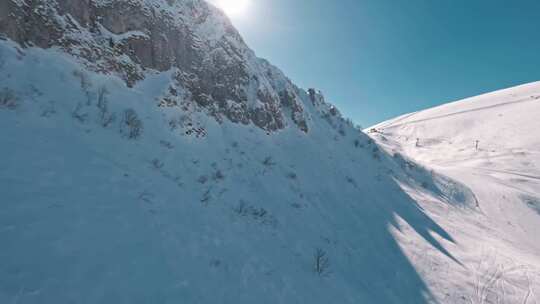 山，雪，冬天，无人机