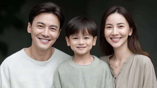 幸福家庭温馨合影笑容洋溢