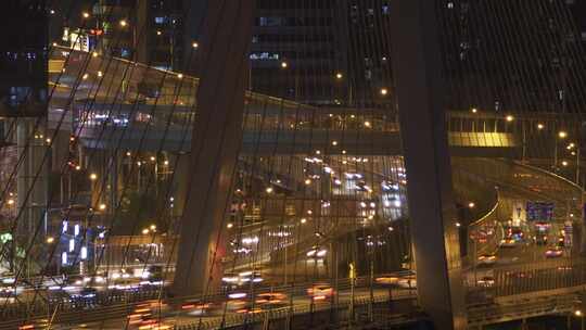 城市夜晚高架桥交通道路灯光车流