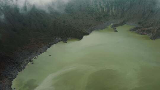 火山，墨西哥，火山口湖，雾