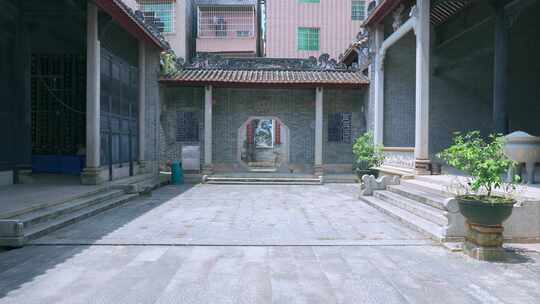 广州海珠小洲村简氏宗祠传统中式老建筑庭院