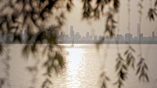 武汉东湖公园风景区自然风光航拍视频