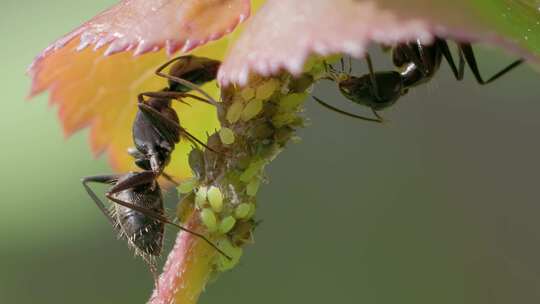 弓背蚁与幼虫的微观世界视频素材模板下载