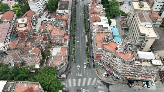 泉州市区交通航拍城市道路老城区街道