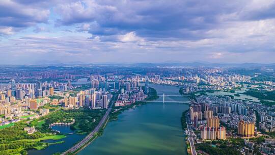惠州城市大景航拍-蓝天白云2--4K-420-25P